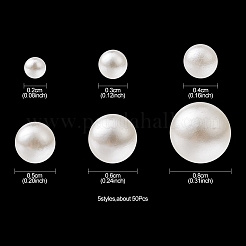 300個6サイズabsプラスチックイミテーションパールラウンドビーズ  穴がないビーズ  ベージュ  2~8mm  約50個/スタイル&nbsp;MACR-YW0002-67
