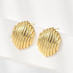 楕円形の真鍮スタッドピアス  鉛フリー＆カドミウムフリー  長持ちメッキ  18KGP本金メッキ  15x11mm&nbsp;EJEW-H154-09A-G