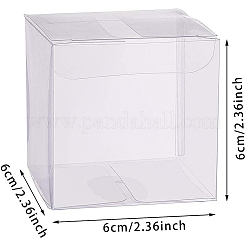透明なプラスチック製のペットボックスのギフト包装  防水折りたたみカートン  キューブ  透明  6x6x6cm&nbsp;CON-WH0052-6x6cm