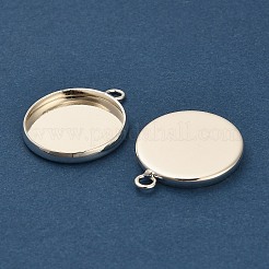 Flat Round Brass Pendant Cabochon Settings&nbsp;KK-A276-10S