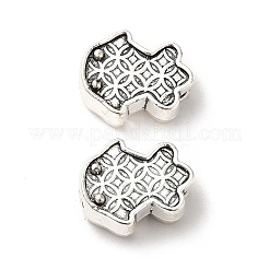 チベット風合金ヨーロピアンビーズ  大穴ビーズ  コイン柄の魚  アンティークシルバー  11x13x7mm  穴：4mm  約370個/1000g&nbsp;PALLOY-M198-02AS