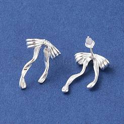 女性用蝶結び真鍮スタッドピアス  銀  21x15.5mm&nbsp;EJEW-P288-05S