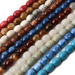 天然＆合成混合宝石ビーズ連売り  オーバル  染めと未染色の混合  10x8mm  穴：0.8~0.9mm  約40個/連  15.75~15.83''（40~40.2センチメートル）&nbsp;G-K362-I-03