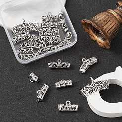 20スタイルのチベットスタイルの合金チューブベイル8個。  ループベイル  保釈ビーズ  カーブチューブ  アンティークシルバー  9.5~25x11~32x6~9mm  穴：1.5~3.5mm&nbsp;FIND-YW0003-78