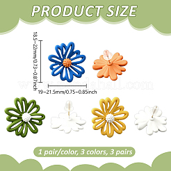 3 Pairs 3 Colors Daisy Flower Acrylic Stud Earrings&nbsp;EJEW-GO0003-31