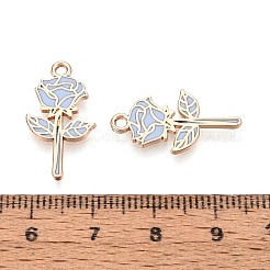 合金エナメルチャーム  ラックめっき  花のチャーム  ゴールドカラー  ライトスチールブルー  22x12x1mm  穴：1.6mm&nbsp;ENAM-T022-86C-G