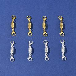 真鍮製マグネット留め具コンバーター 8 セット  カニカン付き  コラム  ゴールデン＆シルバー  45x5.5mm&nbsp;KK-FS0001-54