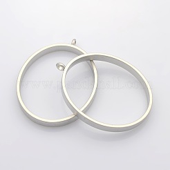 マット合金楕円形のペンダント  プラチナ  50x39x5mm  穴：3 MM：3mm  35x41mm内径&nbsp;PALLOY-J413-11MP
