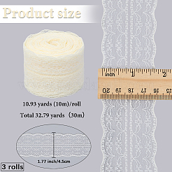 ギピュールノンストレッチレーストリム3ロール  ポリエステルレースリボン  乳白色  1-3/4インチ（45mm）  約10.93ヤード（10m）/セット&nbsp;OCOR-GF0004-52C