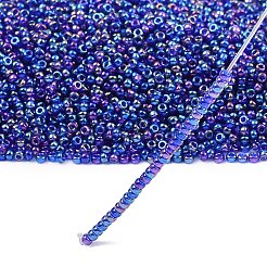 MIYUKIラウンドロカイユビーズ  日本製シードビーズ  （rr177)透明コバルトab  11/0  2x1.3mm  穴：0.8mm  約50000個/ポンド&nbsp;SEED-G007-RR0177