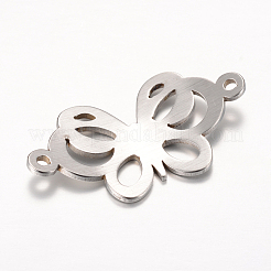 変色しにくい201ステンレススチールリンクコネクター  蝶  ステンレス鋼色  31x17x1mm  穴：1.5mm&nbsp;X-STAS-S059-16B