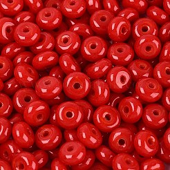 不透明色のガラスシードビーズ  ロンデル  ファイヤーブリック  6x3mm  穴：1.2~1.6mm  約2500個/ポンド&nbsp;SEED-Q042-01A-D05