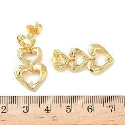 Heart Brass Dangle Stud Earrings&nbsp;EJEW-F389-05G