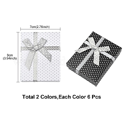 12色の厚紙紙ジュエリーセットボックス2個  リングのために  ネックレス  中に黒いスポンジを入れて  長方形  ミックスカラー  9x7x3cm  6個/カラー&nbsp;CBOX-FS0001-03