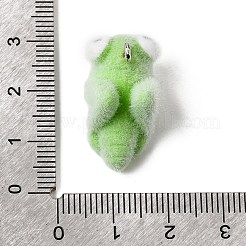 不透明樹脂のペンダント  プラチナトーンの鉄ループ付き  ライムグリーン  バッタのお守り  15x13x24.5mm  穴：2mm&nbsp;RESI-G123-01O
