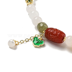 Round Natural White Jade Beaded Wrap Bracelets&nbsp;BJEW-M315-07