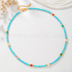 Round Synthetic Turquoise & Natural Red Agate & Freshwater Pearls Beaded Bracelets & Necklaces Sets for Women&nbsp;JT3894-3