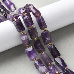 天然石アメジストビーズ連売り  シードビーズで  多面カット  コラム  コラム  8.5~11x5.5~6.5mm  穴：1mm  約14~15個/連  7.48''（19センチメートル）&nbsp;G-N327-06-41