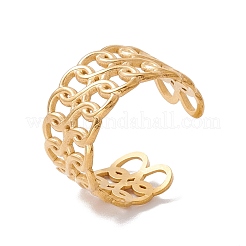 Ion Plating(IP) 304 Stainless Steel Curb Chains Shape Open Cuff Ring&nbsp;RJEW-H107-16G
