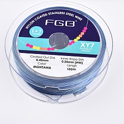 7本撚り丸型ナイロンコーティング鋼線  ネックレスやブレスレット用のビーズワイヤー  日本から輸入  コーンフラワーブルー  0.4mm  約328.08フィート（100m）/ロール&nbsp;TWIR-T002-01B-06