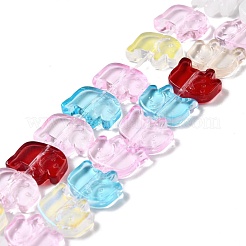 透明ガラスビーズ連売り  象  ミックスカラー  10x12x3mm  穴：1mm  約45~48個/連  14~14.5インチ（36~37cm）&nbsp;GLAA-F114-03