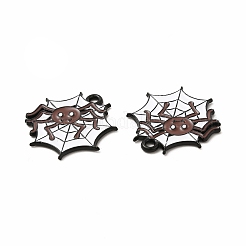 ラックメッキハロウィン合金エナメルペンダント  カドミウムフリー＆ニッケルフリー＆鉛フリー  蜘蛛の巣  電気泳動黒  サドルブラウン  20.5x20.5x1.5mm  穴：1.6mm&nbsp;LS-FIND-G054-16EB-02