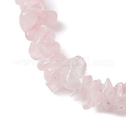 天然ローズクォーツチップビーズストレッチブレスレット女性用  内径：2-1/4~2-1/2インチ（50~52mm）&nbsp;BJEW-JB10046-01