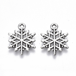 合金のチベット風チャーム  鉛フリー＆カドミウムフリー  スノーフレーク  アンティークシルバー  20x15.5x1.5mm  穴：1.5mm  約400個/500g&nbsp;TIBE-N010-19AS-RS