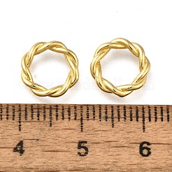 真鍮ビーズ  カドミウムフリー＆ニッケルフリー＆鉛フリー  ツイストフラットラウンド  18KGP本金メッキ  10x1.8mm  穴：6.5mm&nbsp;KK-K398-07C-G