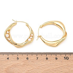 304ステンレススチール＆ABS樹脂製パールフープピアス  PVD真空メッキ  ナゲット  ゴールドカラー  31x32x5mm&nbsp;SA-CBA2696-31G