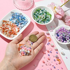 DIYビーズジュエリー作りの発見キット  ガラス、シード、アクリルビーズを含む  ミックスカラー  4mm&nbsp;DIY-YW0008-65