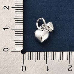 スターリングシルバーダブルハートチャーム925個  銀  丸カン925個とスタンプ925個付き  銀  11.5mm  穴：3.5mm&nbsp;FIND-Z069-03S