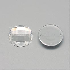 縫い付けラインストーン  透明アクリルラインストーン  二つの穴  服飾材料  多面カット  半円/ドーム  透明  25x6mm  穴：0.8~1mm&nbsp;GACR-018-25mm-04