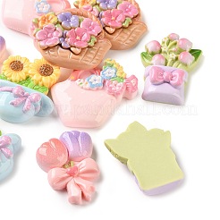 オペーク樹脂カボション  花  ミックスカラー  23~26x18~27x6.5~8mm&nbsp;RE-CBAC151-03