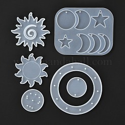 DIYの太陽と月と星の風鈴作りキット  シリコンモールド入り  アルミチューブ  アクリルビーズ、水晶の線  ホワイト  74個/セット&nbsp;DIY-P028-20
