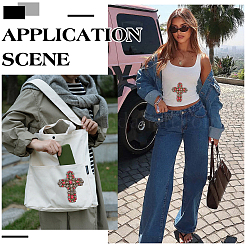 フェルトガラスラインストーン装飾アクセサリー3個  DIY服用  バッグ  パンツ  靴の装飾  クロス  カラフル  154x121x7.5mm&nbsp;PATC-FG0003-75