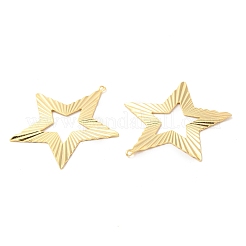 メッキ真鍮細工のペンダントラック  カドミウムフリー＆鉛フリー  星のチャーム  24KGP本金メッキ  35x35x1mm  穴：1.4mm&nbsp;KK-M250-19G