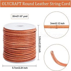 牛革レザーコード  ジュエリーコード  アクセサリー製作材料  バリーウッド  3mm  約21.87ヤード（20m）/ロール&nbsp;WL-WH0010-01A
