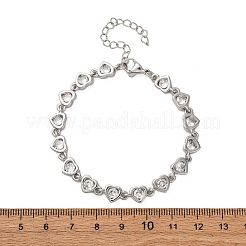 Brass Micro Pave Clear Cubic Zirconia Link Bracelets for Women&nbsp;BJEW-D342-02P