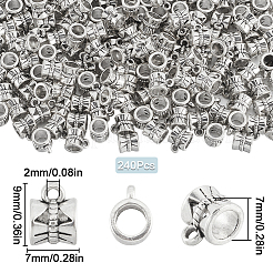 240 個のチベットスタイル合金チューブベイル  ループベイル  保釈ビーズ  コラム  鉛フリー＆カドミウムフリー  アンティークシルバー  9x7x7mm  穴：2mm&nbsp;TIBE-SP0001-09AS