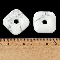 天然石ハウライトペンダント  スクエアチャーム  30x30x8mm  穴：6.5mm&nbsp;GG-D003-B02-15