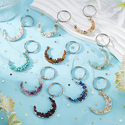 Moon Tibetan Style Alloy & Gemstone Chip Keychains&nbsp;KEYC-AB00069