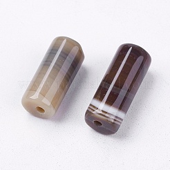 天然石縞瑪瑙/バンデットアゲートビーズ  染め  コラム  ココナッツブラウン  20x8mm  穴：1.5mm&nbsp;X-G-R179