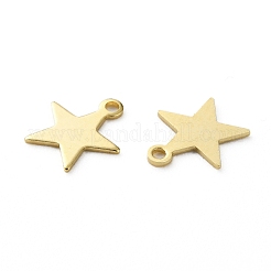 真鍮製チャーム  カドミウムフリー＆鉛フリー  スター  長持ちメッキ  24KGP本金メッキ  8.5x7.5x0.4mm  穴：1mm&nbsp;KK-H739-01B-G