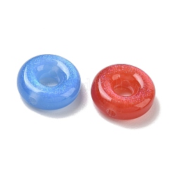 透明樹脂製の猫型ビーズ  ドーナツ  グリッターパウダー付き  ミックスカラー  17x6.5mm  穴：2mm&nbsp;RE-CBA391A-01A
