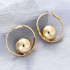 Round Brass Hoop Earrings&nbsp;EJEW-R025-05G