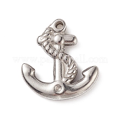 変色しにくい304ステンレススチールペンダント  アンカー  ステンレス鋼色  20x19x3mm  穴：1.5mm&nbsp;STAS-G108-06