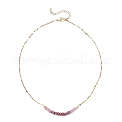 Dyed Natural Malaysia Jade Faceted Rondelle Beaded 304 Stainless Steel Satellite Chain Necklaces for Women&nbsp;NJEW-JN05783-02