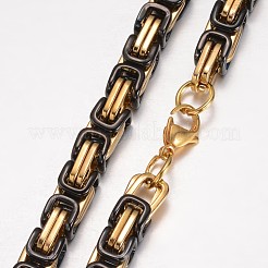 201 ステンレススチール ビザンチン チェーン ネックレス  ガンメタ色＆ゴールデン  23.62インチ（60cm）  8mm&nbsp;X-NJEW-K062-01C4-8mm