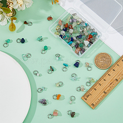 12色の混合宝石とガラスチップペンダント72個  真鍮の金具と304ステンレススチールの丸カン付き  プラチナ  染めと未染色の混合  13~16mm  6個/カラー&nbsp;PALLOY-FH00123
